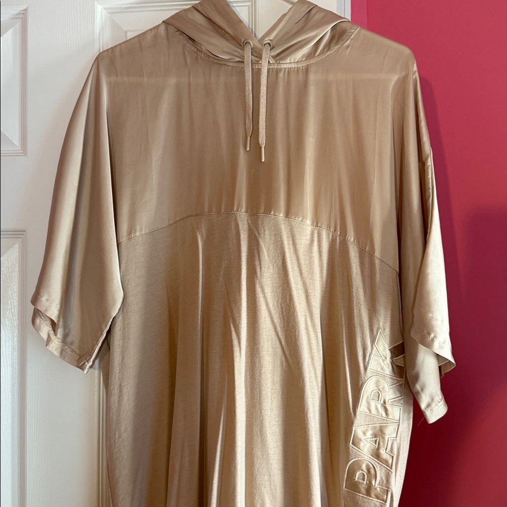 BEYONCE IVY PARK HOODED ATHLETIC DRESS Drawstring TAUPE MAUVE